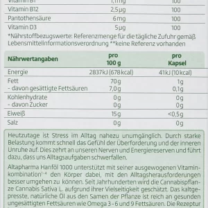 Altapharma Hanföl 1000 Cannabis Sativa L. 8