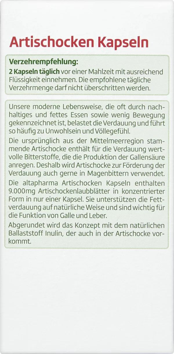 Altapharma Artischocken Kapseln 4