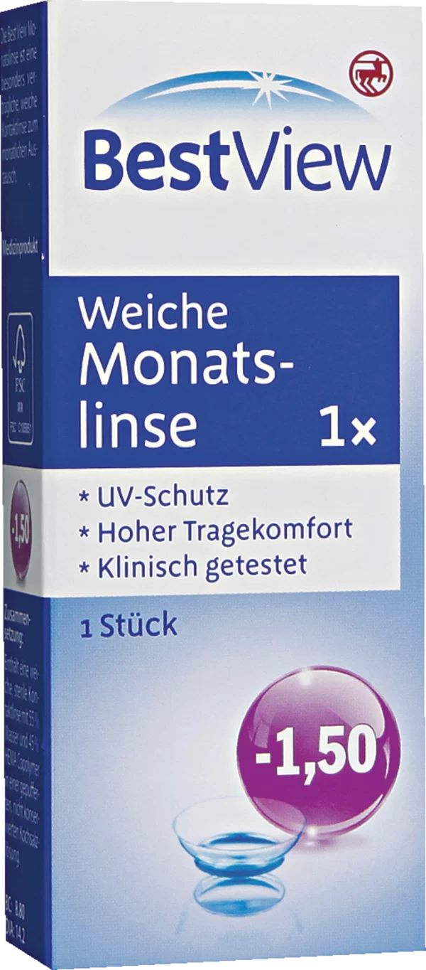 BestView Weiche Monatslinse -1,50 1