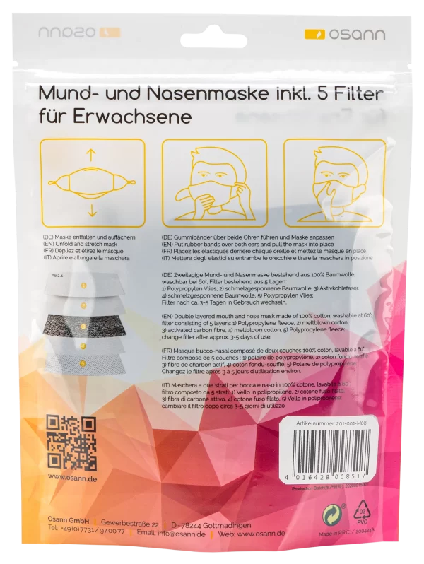 Osann Mund-und-Nasenmaske Erwachsenen Herzen Inkl. Filter 3