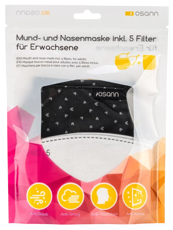 Osann Mund-und-Nasenmaske Erwachsenen Herzen Inkl. Filter 4