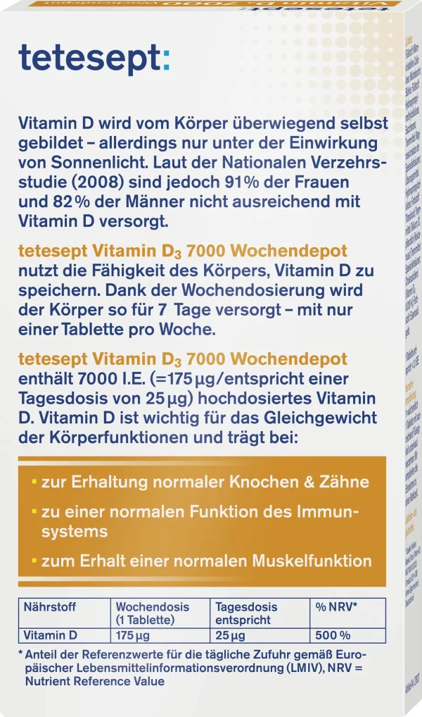 Tetesept Vitamin D3 7000 Wochendepot Tabletten 5