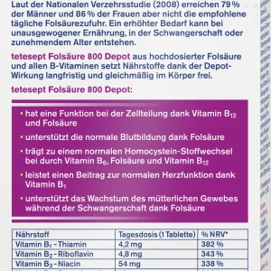 Tetesept Folsäure 800 Depot Mini-Tabletten 12