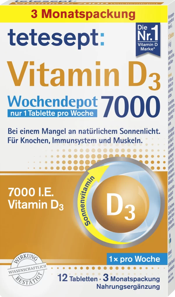 Tetesept Vitamin D3 7000 Wochendepot Tabletten 1