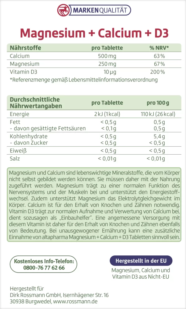 Altapharma Magnesium + Calcium + D3 5