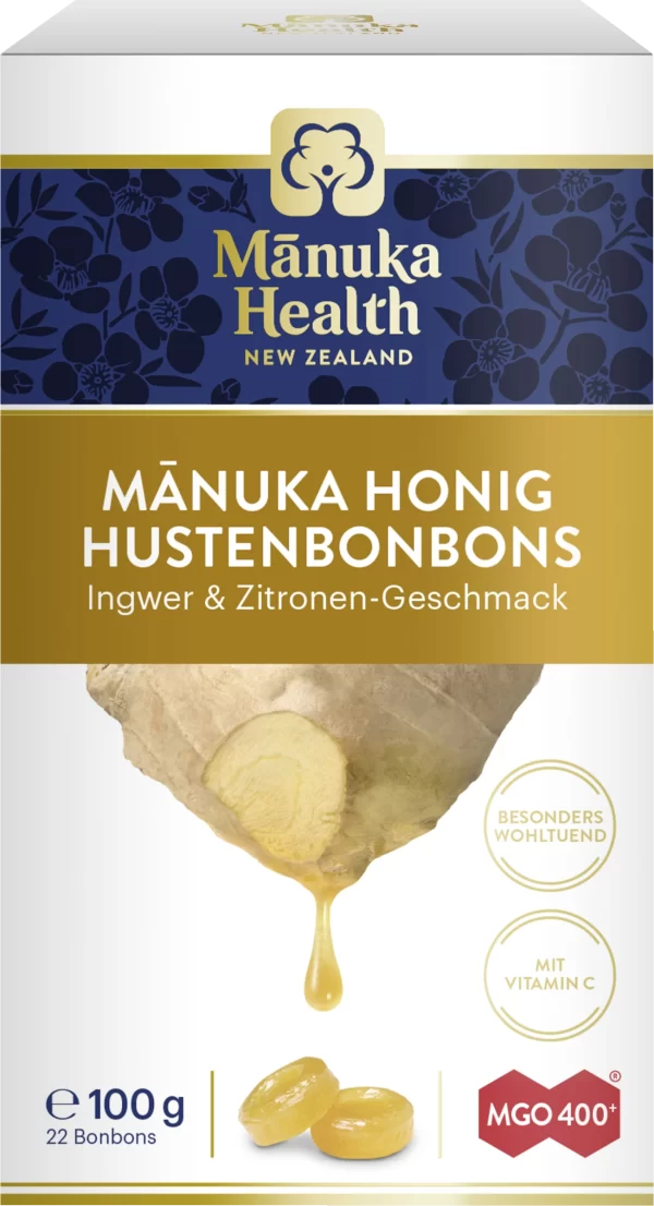 Manuka Health Manuka Honig Hustenbonbons MGO 400 Ingwer & Zitronen-Geschmack 1