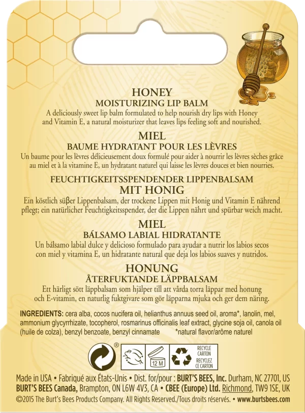 Burt’s Bees Lippenpflege Lip Balm Honey 3