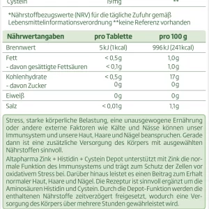 Altapharma Zink + Histidin + Cystein Depot Tabletten 15