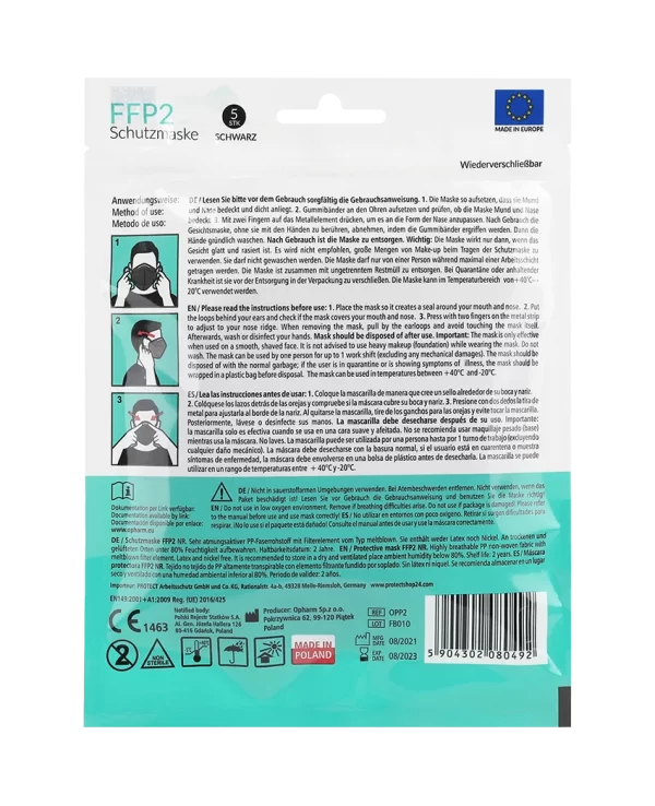 Opharm FFP2 Schutzmaske Schwarz 5-lagig 3