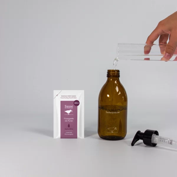 SAUSE SEIFENBRAUSE Starter-Set Flüssigseife Als Pulver Lavendel Zitronengras 5