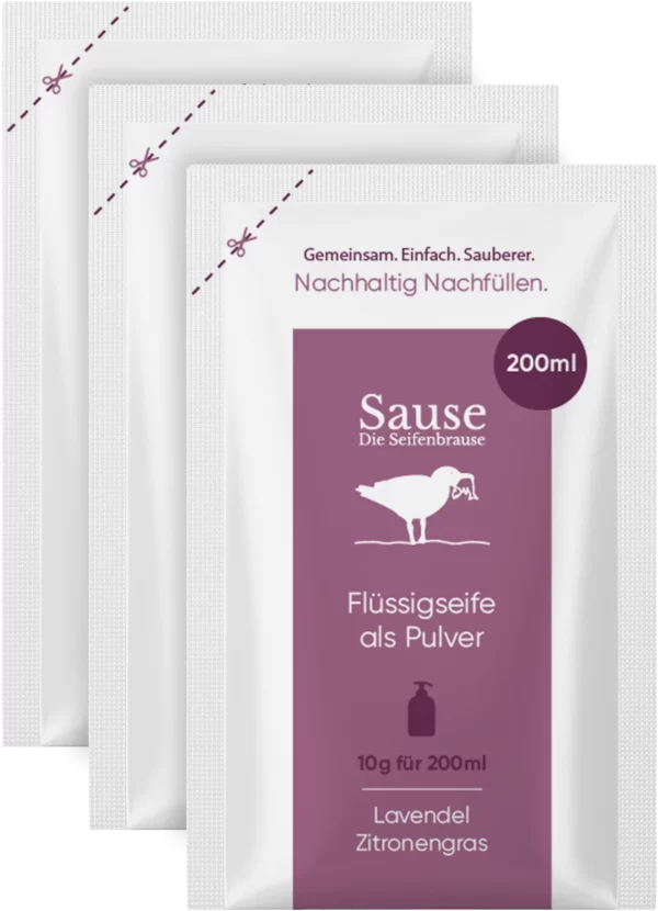 SAUSE SEIFENBRAUSE Flüssigseife Als Pulver Lavendel Zitronengras Nachfüllbeutel 1