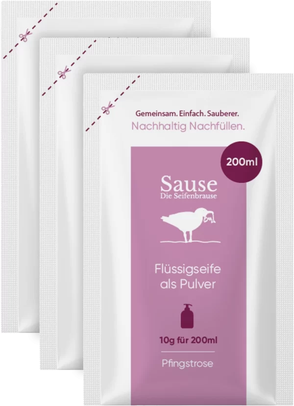 SAUSE SEIFENBRAUSE Flüssigseife Als Pulver Pfingstrose Nachfüllbeutel 1