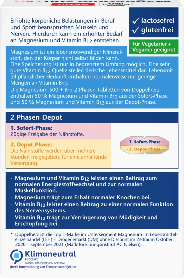 Doppelherz Aktiv Magnesium 500 + B12 2-Phasen Depot 5