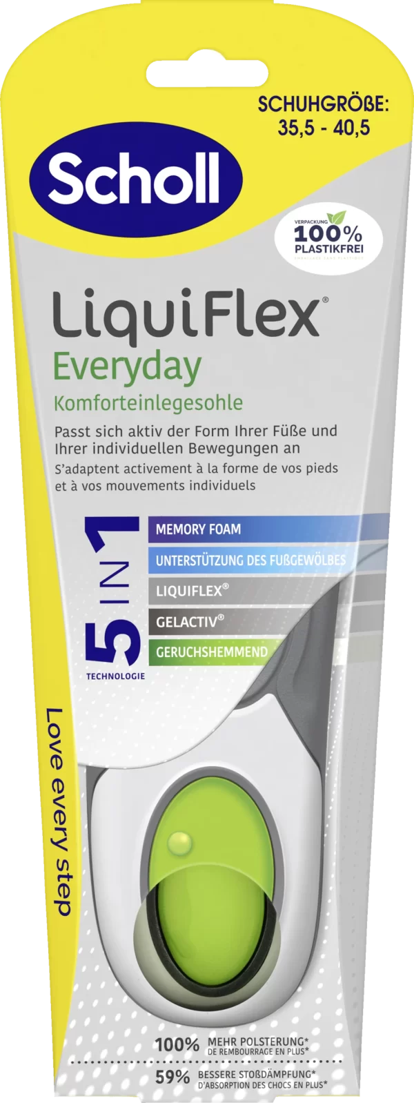 Scholl LiquiFlex Everyday Komforteinlegesohle Größe 35,5 – 40,5 1