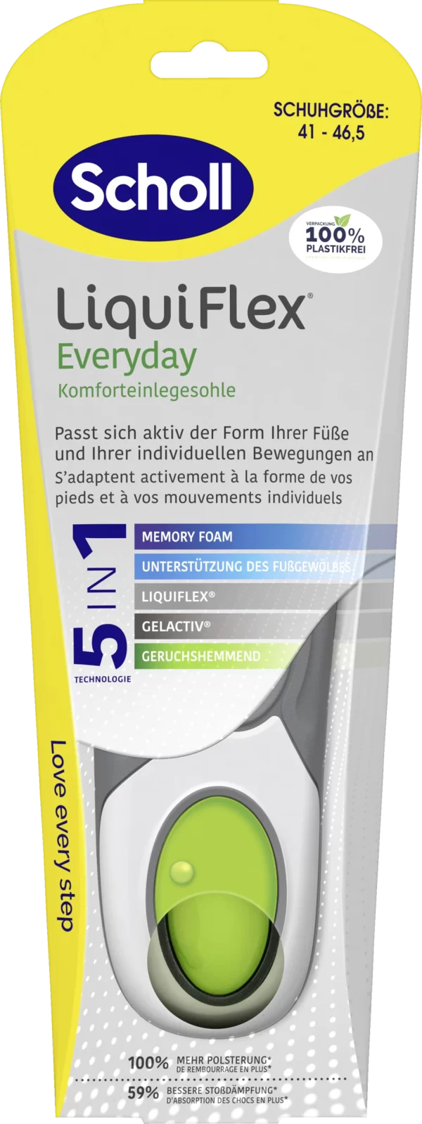 Scholl LiquiFlex Everyday Komforteinlegesohle Größe 41- 46,5 1