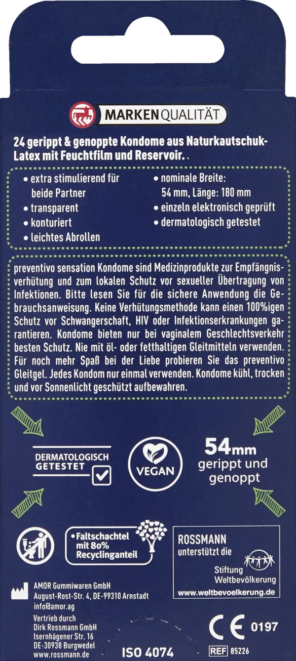 Preventivo Sensation Kondome Gerippt Und Genoppt 3