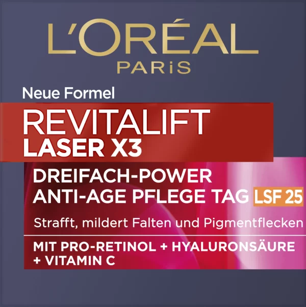 L’Oréal Paris Revitalift Laser X3 Dreifach-Power Anti-Age Pflege Tag LSF25 1