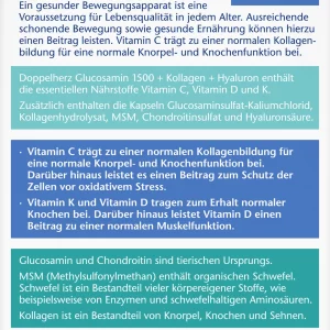 Doppelherz Aktiv Glucosamin 1500 + Kollagen + Hyaluron + Vitamin C Kapseln 12