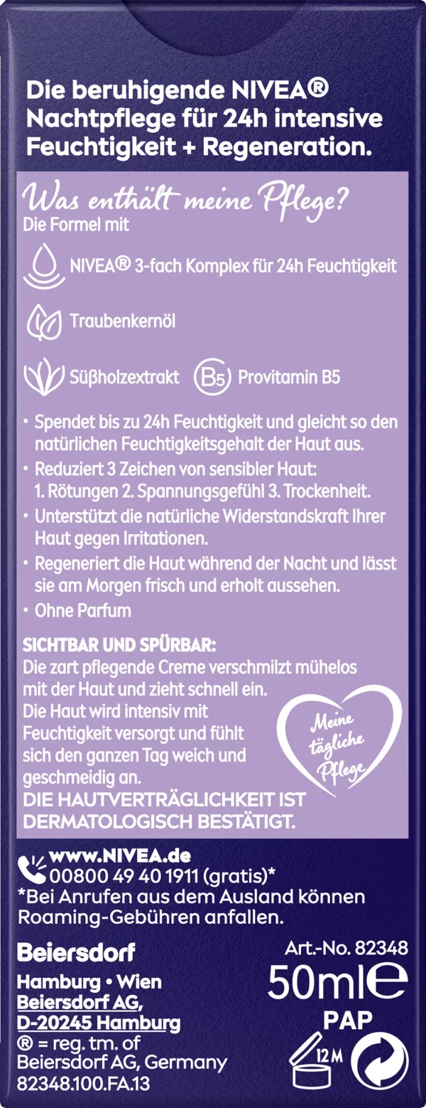 NIVEA Beruhigende Nachtpflege Sensible Haut 3