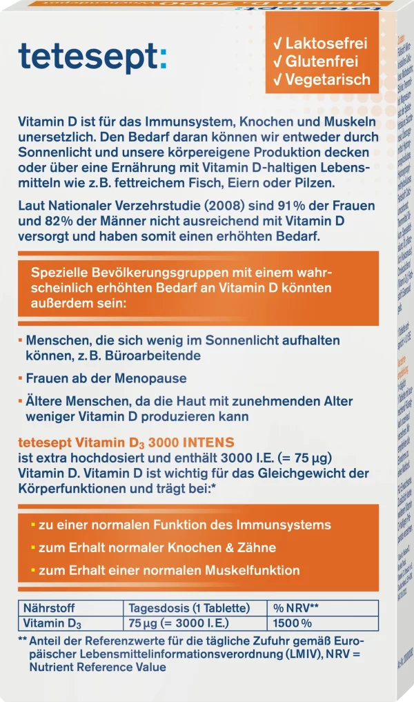 Tetesept Vitamin D3 3000 INTENS Mini-Tabletten 5