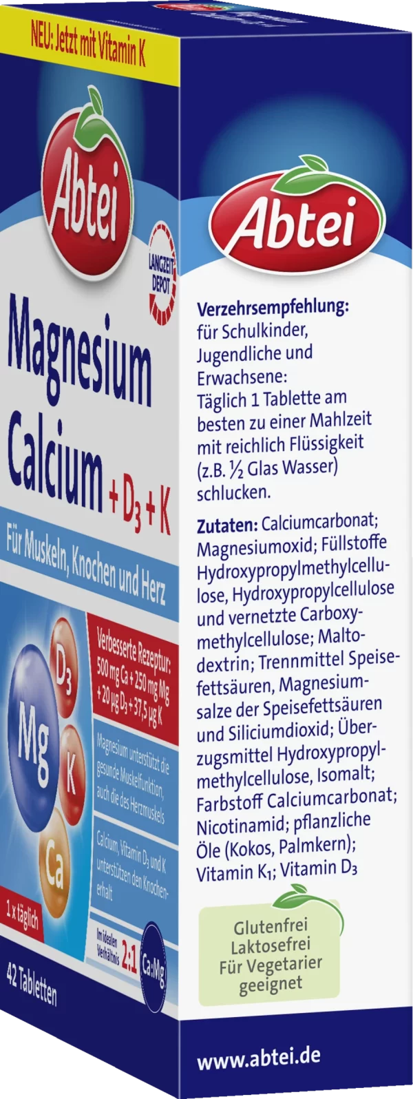 Abtei Magnesium Calcium + D3 + K Tabletten 3