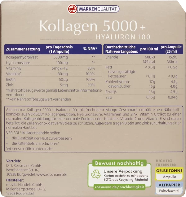 Altapharma Kollagen 5000 + Hyaluron 100 3
