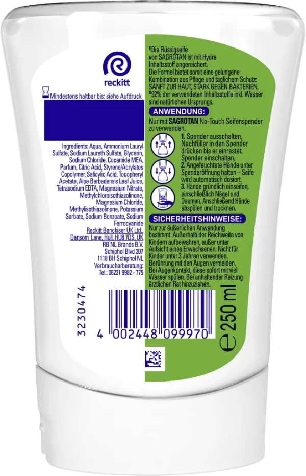 Sagrotan No-Touch Nachfüller Flüssige Handseife Aloe Vera 3