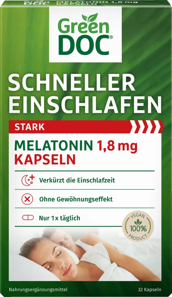 GreenDoc Schneller Einschlafen Stark Melatonin 1,8 Mg Kapseln 1