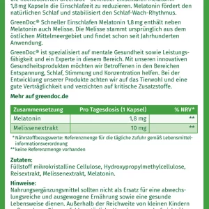 GreenDoc Schneller Einschlafen Stark Melatonin 1,8 Mg Kapseln 12